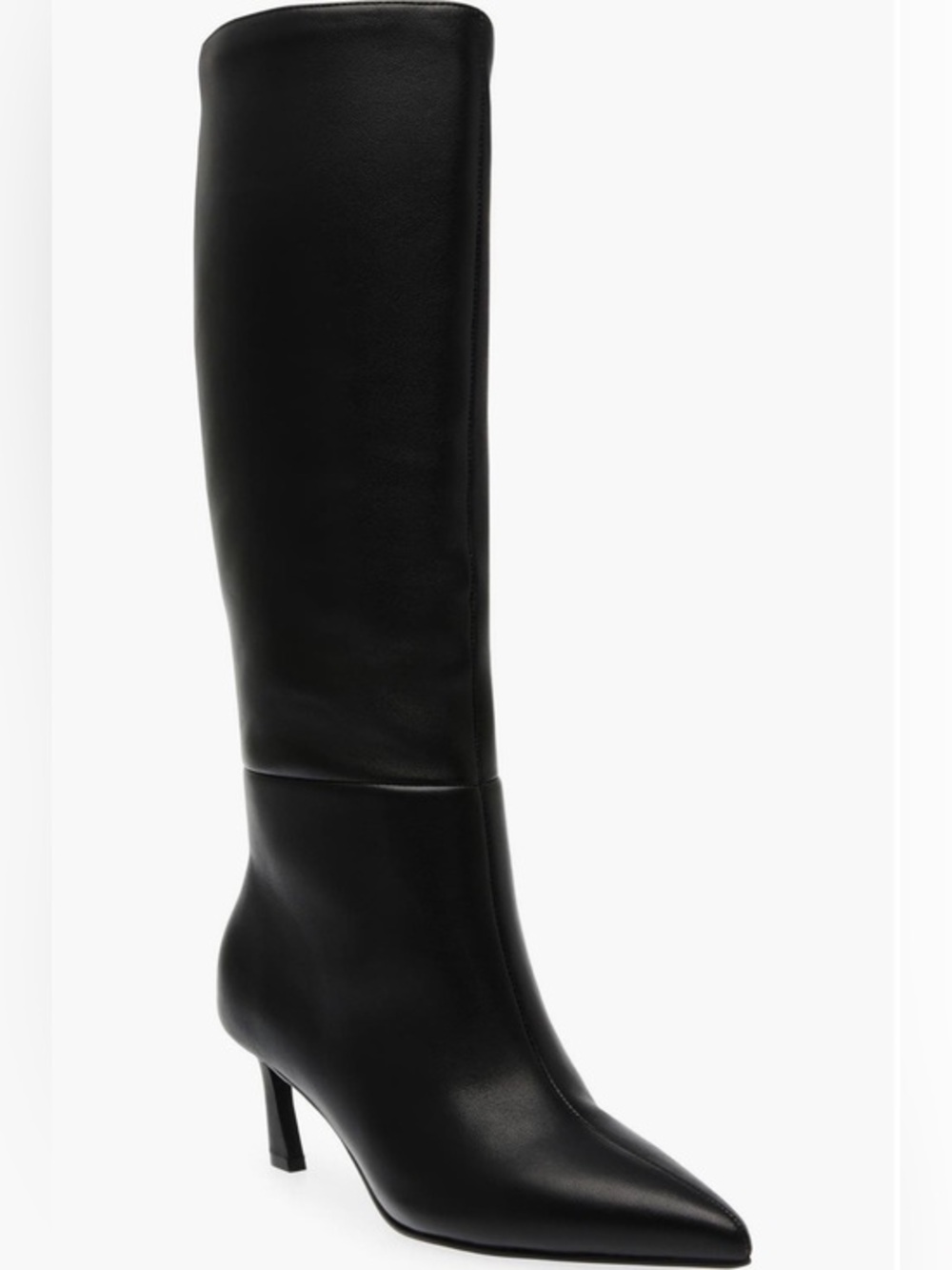 Steve Madden Black Knee-High Leather Heeled Boots
